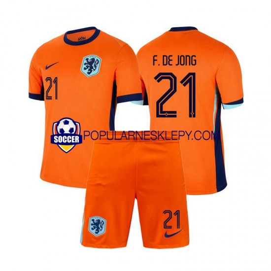 Koszulka Krótka dla Dzieci Reprezentacji Holandii Pierwszy strój Frenkie de Jong 21 Euro 2024