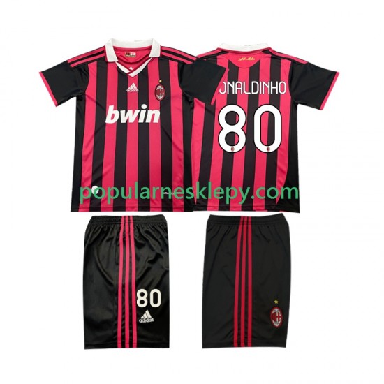 Koszulka Krótka dla Dzieci AC Milan Pierwszy strój RONALDINHO 80 Retro 2009 2010