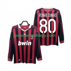 Koszulka Długi Męska AC Milan Pierwszy strój RONALDINHO 80 Retro 2009 2010