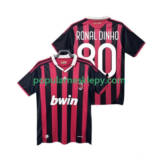 Koszulka Krótka Męska AC Milan Pierwszy strój RONALDINHO 80 Retro 2009 2010