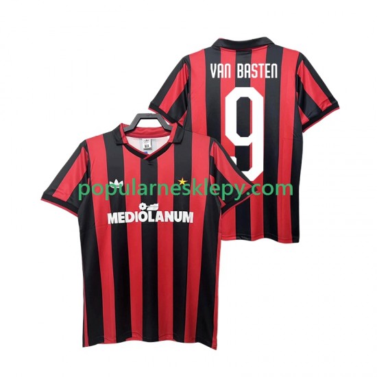 Koszulka Krótka Męska AC Milan Pierwszy strój VAN BASTEN 9 Retro 1990 1991