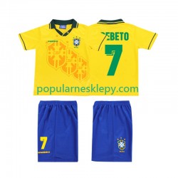 Koszulka Krótka dla Dzieci Reprezentacji Brazylii Pierwszy strój BEBETO 7 Retro 1994