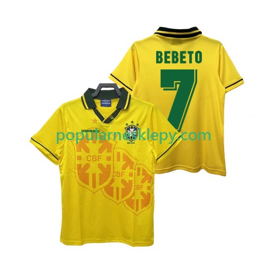 Koszulka Krótka Męska Reprezentacji Brazylii Pierwszy strój BEBETO 7 Retro 1994