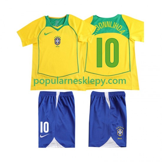 Koszulka Krótka dla Dzieci Reprezentacji Brazylii Pierwszy strój RONALOINHO 10 Retro 2004 Koszulka Krótka dla Dzieci Reprezentacji Brazylii Pierwszy strój RONALOINHO 10 Retro 2004