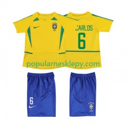 Koszulka Krótka dla Dzieci Reprezentacji Brazylii Pierwszy strój Roberto Carlos 6 Retro 2002