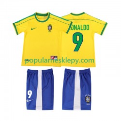 Koszulka Krótka dla Dzieci Reprezentacji Brazylii Pierwszy strój Ronaldo 9 Retro 1998