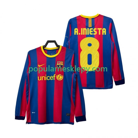 Koszulka Długi Męska FC Barcelona Pierwszy strój A INIESTA 8 Retro 2010 2011