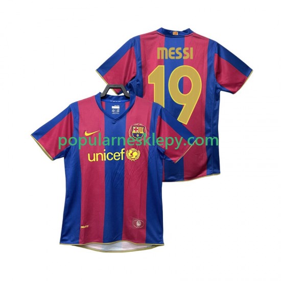 Koszulka Krótka Męska FC Barcelona Pierwszy strój Lionel Messi 19 Retro 2007 2008 Koszulka Krótka Męska FC Barcelona Pierwszy strój Lionel Messi 19 Retro 2007 2008