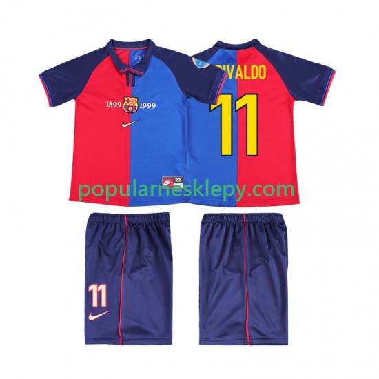 Koszulka Krótka dla Dzieci FC Barcelona Pierwszy strój RIVALDO 11 Retro 1999 2000 Koszulka Krótka dla Dzieci FC Barcelona Pierwszy strój RIVALDO 11 Retro 1999 2000