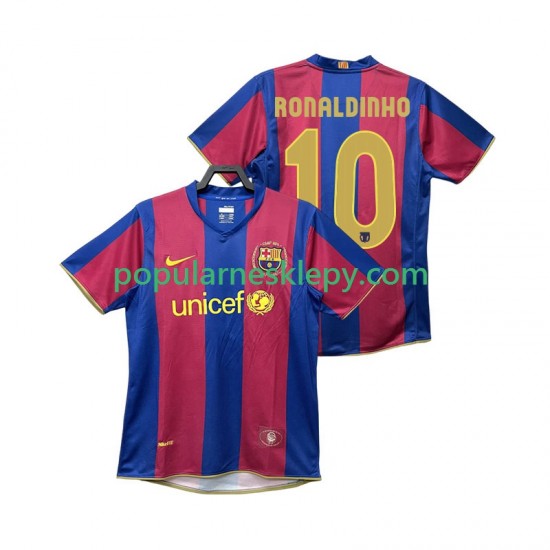 Koszulka Krótka Męska FC Barcelona Pierwszy strój RONALDINHO 10 Retro 2007 2008