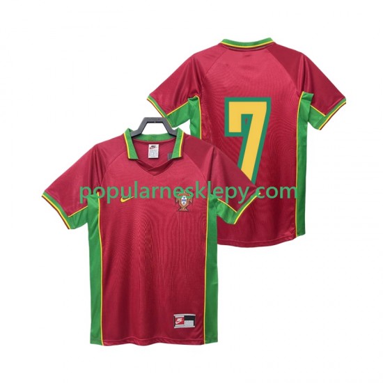 Koszulka Krótka Męska Reprezentacji Portugalii Pierwszy strój 7 Retro 1998