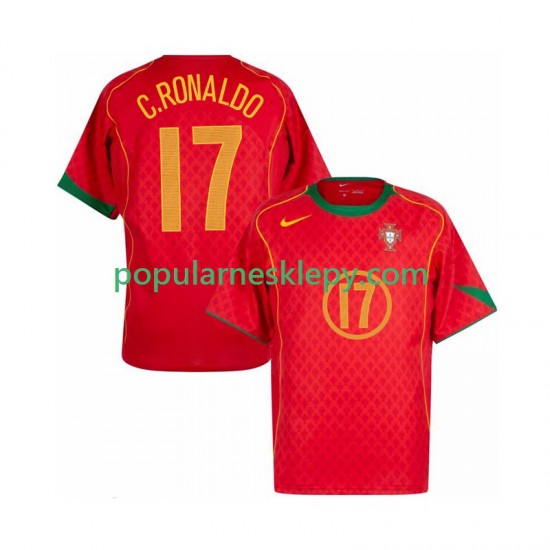 Koszulka Krótka Męska Reprezentacji Portugalii Pierwszy strój Cristiano Ronaldo 17 Retro 2004