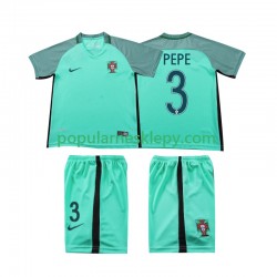 Koszulka Krótka dla Dzieci Reprezentacji Portugalii Drugi strój PEPE 3 Retro 2016