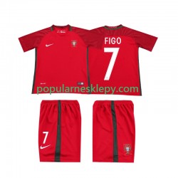 Koszulka Krótka dla Dzieci Reprezentacji Portugalii Pierwszy strój Retro FIGO 7 2016