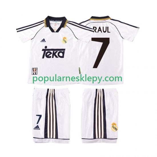 Koszulka Krótka dla Dzieci Real Madryt Pierwszy strój RAUL 7 Retro 1998 2000