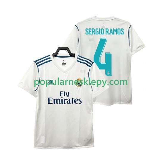 Koszulka Krótka Męska Real Madryt Pierwszy strój SERGIO RAMOS 4 Retro 2017 2018