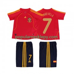 Koszulka Krótka dla Dzieci Reprezentacji Hiszpanii Pierwszy strój DAVID VILLA 7 Retro 2008