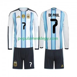 Koszulka Długi dla Dzieci Reprezentacji Argentyny Pierwszy strój Rodrigo De Paul 7 World Cup 2026