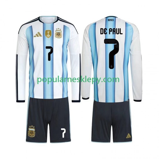 Koszulka Długi dla Dzieci Reprezentacji Argentyny Pierwszy strój Rodrigo De Paul 7 World Cup 2026