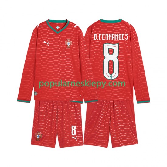 Koszulka Długi dla Dzieci Reprezentacji Portugalii Pierwszy strój Bruno Fernandes 8 World Cup 2026