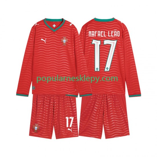 Koszulka Długi dla Dzieci Reprezentacji Portugalii Pierwszy strój Rafael Leao 17 World Cup 2026
