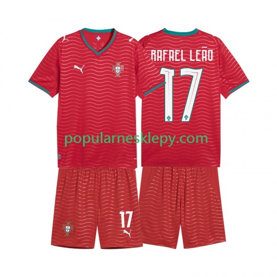Koszulka Krótka dla Dzieci Reprezentacji Portugalii Pierwszy strój Rafael Leao 17 World Cup 2026