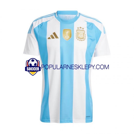 Koszulka Krótka Męska Reprezentacji Argentyny Pierwszy strój Niebieski Biały Copa America 2024