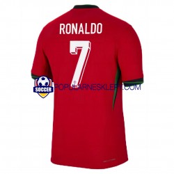 Koszulka Krótka Męska Reprezentacji Portugalii Pierwszy strój Czerwony Cristiano Ronaldo 7 Euro 2024