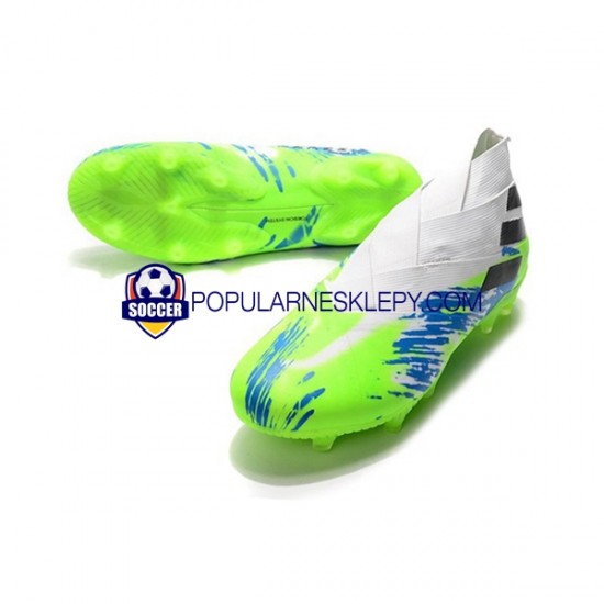 Niebieski Biały Zielony Adidas Nemeziz9 FG Buty piłkarskie