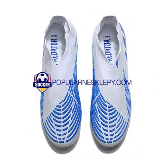 Niebieski Biały Adidas Predator Edge Geometric FG Buty piłkarskie