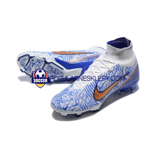 Złoto Niebieski Biały Nike Air Zoom Mercurial Superfly IX Elite FG Buty piłkarskie