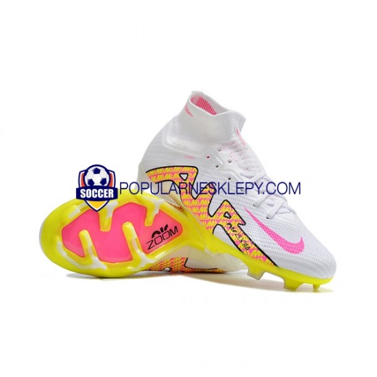 Różowy Żółty Biały Nike Air Zoom Mercurial Superfly IX Elite FG Buty piłkarskie