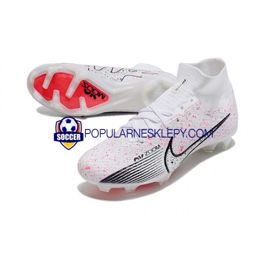 Czerwony Biały Czarny Nike Air Zoom Mercurial Superfly IX Elite FG Buty piłkarskie
