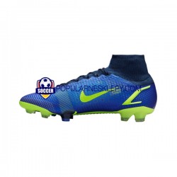 Niebieski Żółty Nike Mercurial Superfly VIII Recharge Elite FG Buty piłkarskie