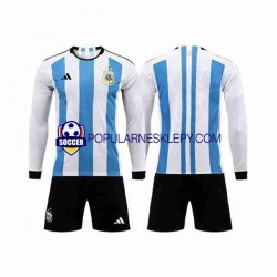 Koszulka Długi dla Dzieci Reprezentacji Argentyny Pierwszy strój 3 Stars World Cup 2022