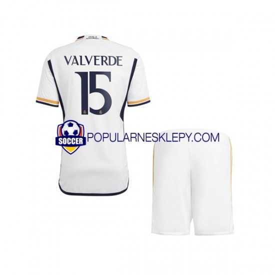 Koszulka Krótka dla Dzieci Real Madryt Pierwszy strój Federico Valverde 15 2023-2024 Koszulka Krótka dla Dzieci Real Madryt Pierwszy strój Federico Valverde 15 2023-2024