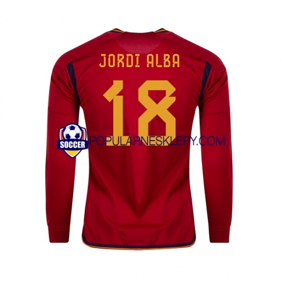 Koszulka Długi Męska Reprezentacji Hiszpanii Pierwszy strój JORDI ALBA 18 World Cup 2022 Koszulka Długi Męska Reprezentacji Hiszpanii Pierwszy strój JORDI ALBA 18 World Cup 2022