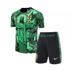 Krótka dla Dzieci Reprezentacji Brazylii Pierwszy strój Zielony JESUS Football Shirts 2024-2025