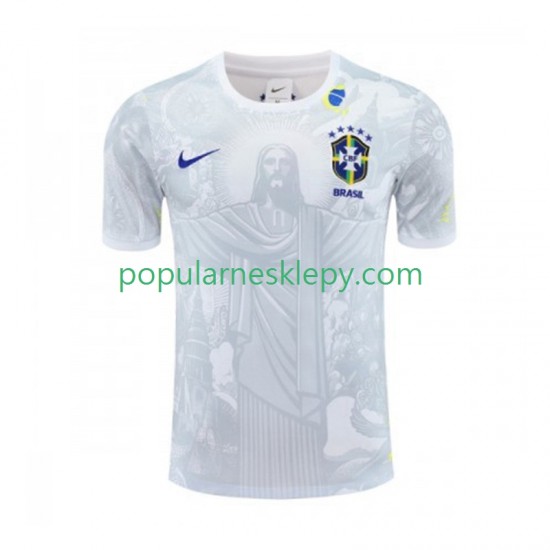 Koszulka Krótka Męska Reprezentacji Brazylii Pierwszy strój Biały Jesus 2024-2025 Koszulka Krótka Męska Reprezentacji Brazylii Pierwszy strój Biały Jesus 2024-2025
