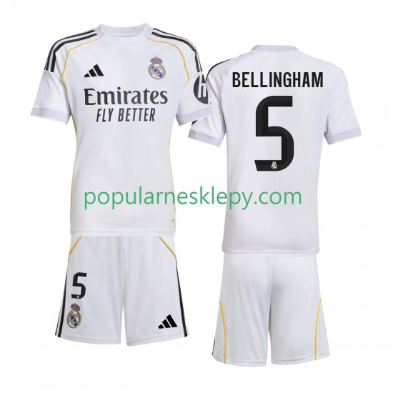 Koszulka Krótka dla Dzieci Real Madryt Pierwszy strój Jude Bellingham 5 2025-2026 Koszulka Krótka dla Dzieci Real Madryt Pierwszy strój Jude Bellingham 5 2025-2026
