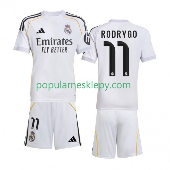 Koszulka Krótka dla Dzieci Real Madryt Pierwszy strój Rodrygo 11 2025-2026