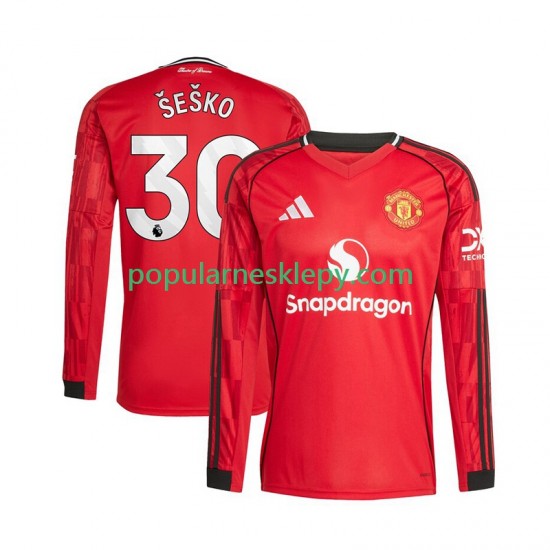 Koszulka Długi Męska Manchester United Pierwszy strój Benjamin Sesko 30 2025-2026