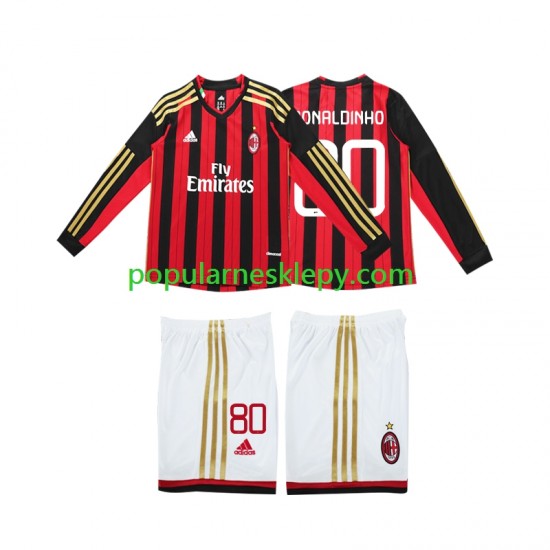 Koszulka Długi dla Dzieci AC Milan Pierwszy strój RONALDINHO 80 Retro 2013 2014