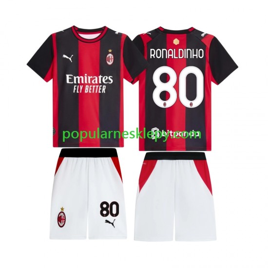 Koszulka Krótka dla Dzieci AC Milan Pierwszy strój Ronaldinho 80 2026-2027