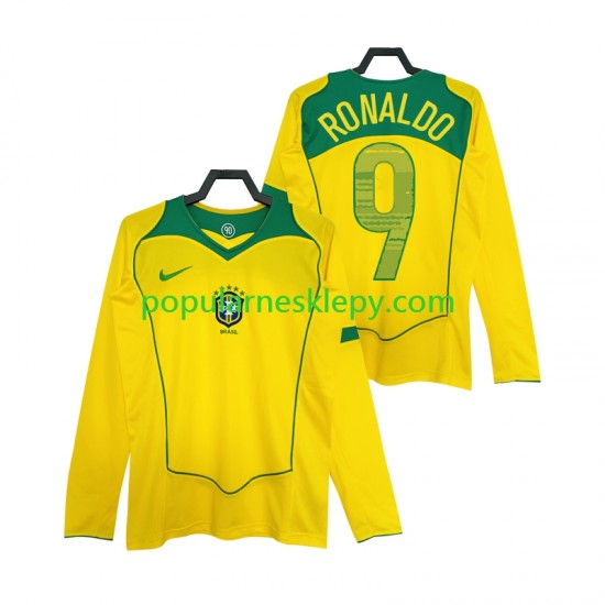 Koszulka Długi Męska Reprezentacji Brazylii Pierwszy strój RONALDO 9 Retro 2004
