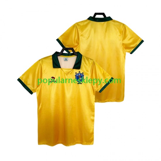 Koszulka Krótka Męska Reprezentacji Brazylii Pierwszy strój Retro 1988