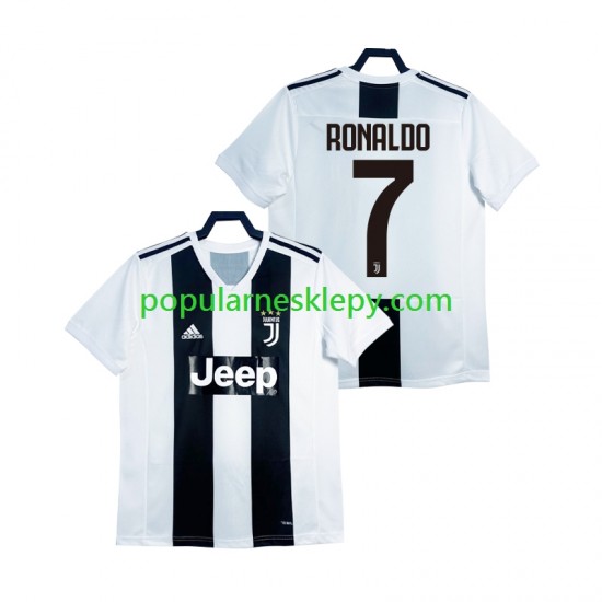 Koszulka Krótka Męska Juventus Pierwszy strój Cristiano Ronaldo Retro 2018 2019