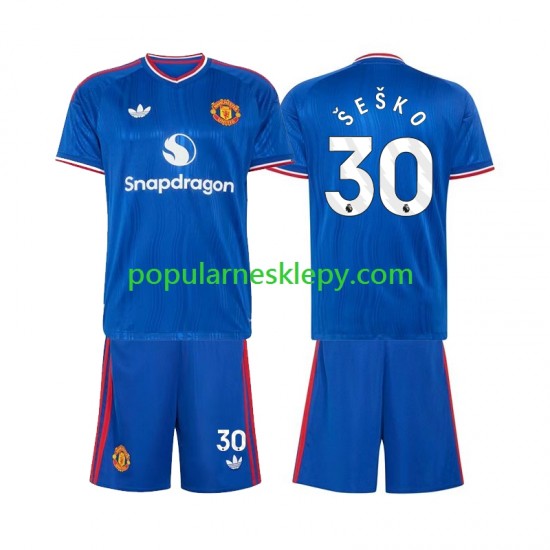 Koszulka Krótka dla Dzieci Manchester United Drugi strój Benjamin Sesko 30 2026-2027 Koszulka Krótka dla Dzieci Manchester United Drugi strój Benjamin Sesko 30 2026-2027