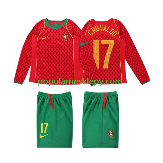 Koszulka Długi dla Dzieci Reprezentacji Portugalii Pierwszy strój Cristiano Ronaldo 17 Retro 2004