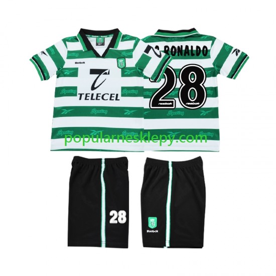 Koszulka Krótka dla Dzieci Sporting CP Pierwszy strój Cristiano Ronaldo 28 Retro 1999 2000 Koszulka Krótka dla Dzieci Sporting CP Pierwszy strój Cristiano Ronaldo 28 Retro 1999 2000
